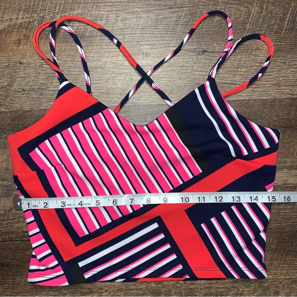 Express Crop Top Geo Strappy Shirt Women’s Size Small - Picture 2 of 9